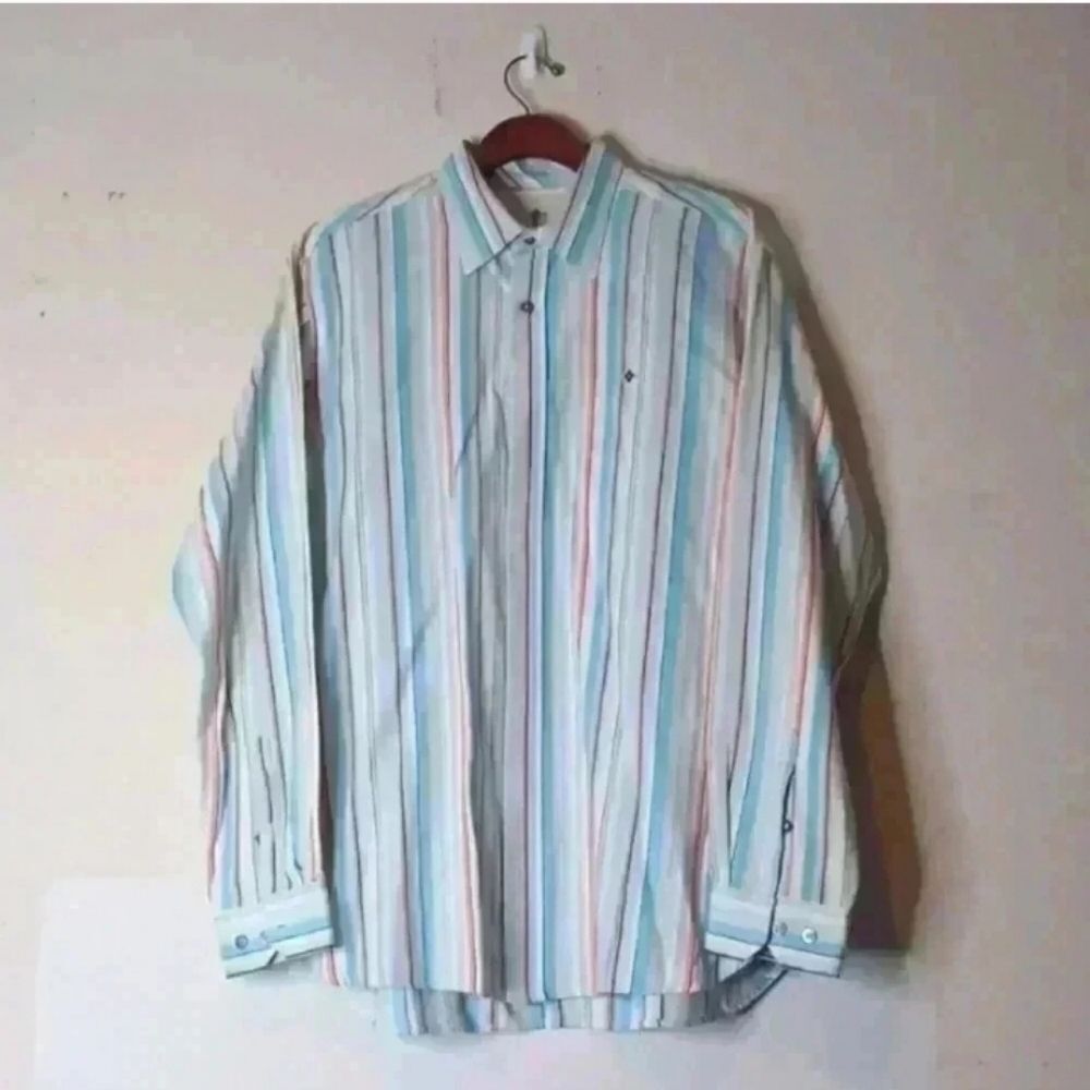 Russell Simmons Mens Multi Color Long Sleeve Button Down Casual Shirt